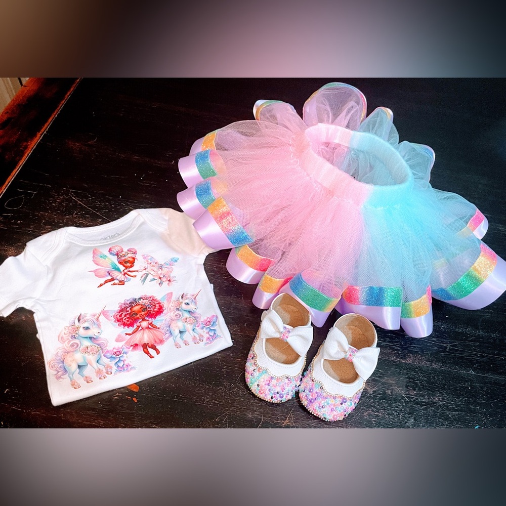 Afro Unicorn tutu set. Everything is customized and made to order.